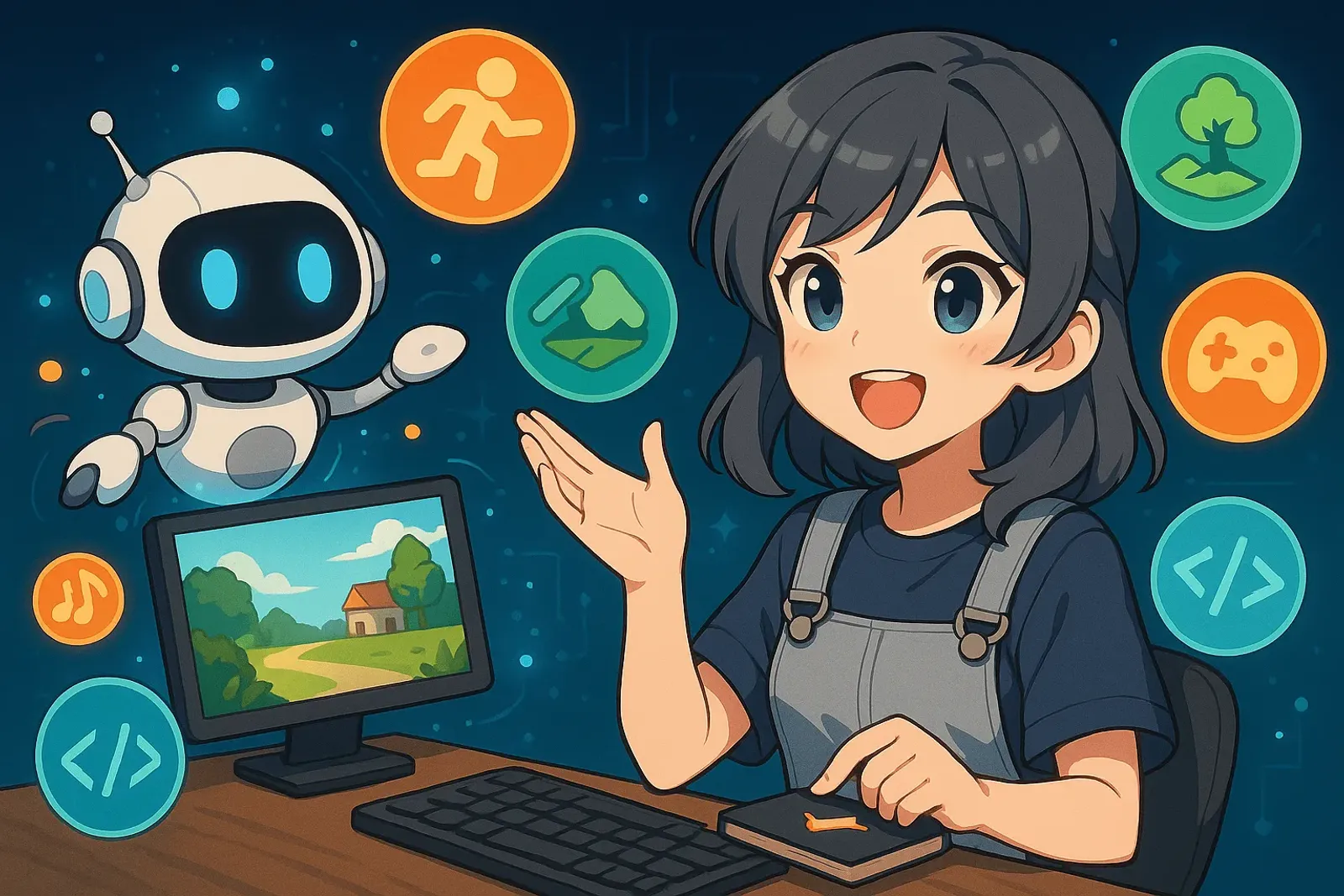 AI-assisted game development tools illustration