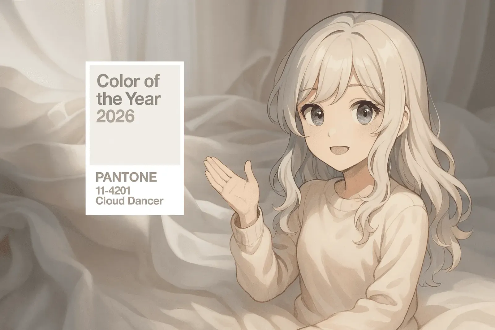Pantone Cloud Dancer white color display and application scenarios