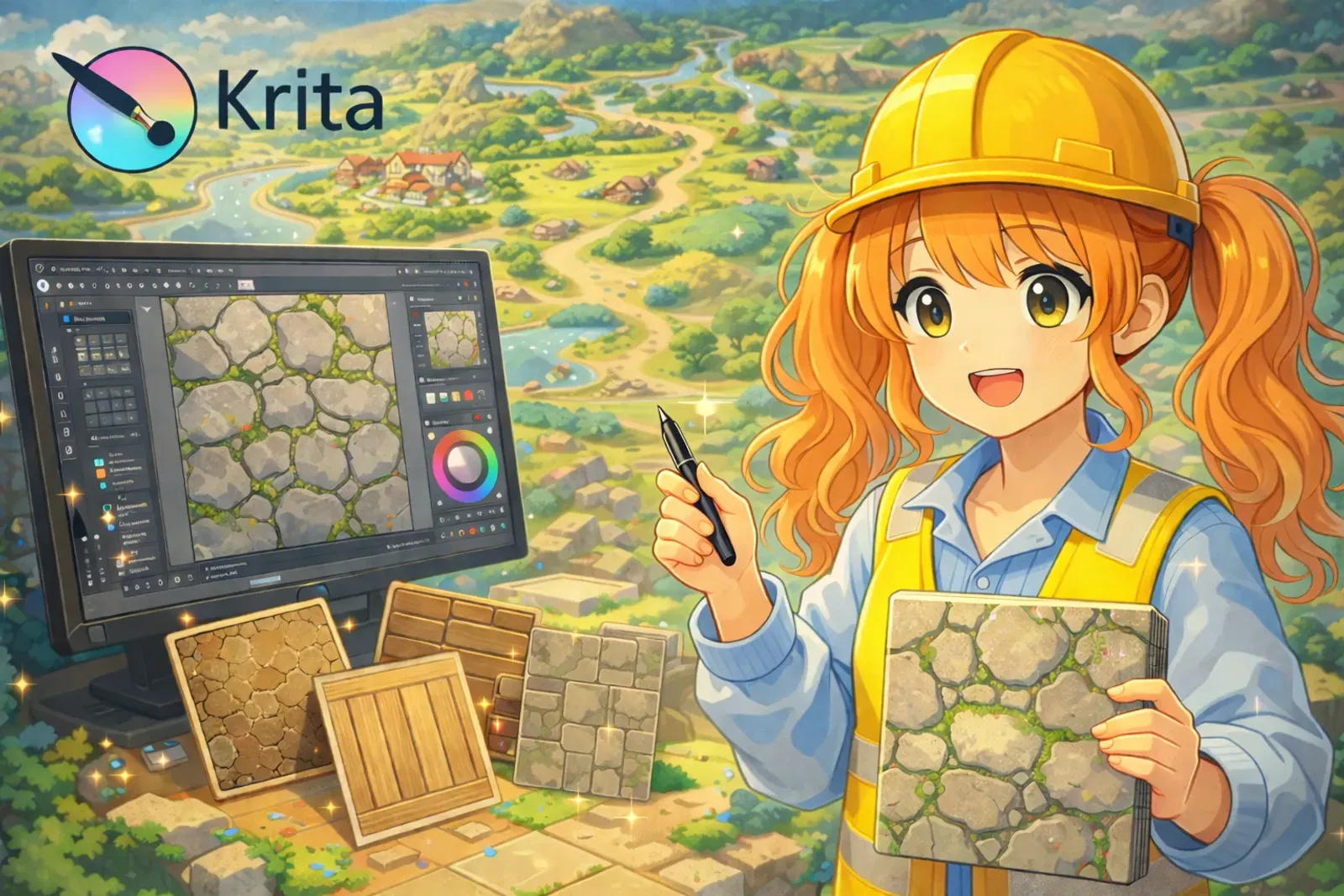 Krita seamless texture creation tutorial illustration