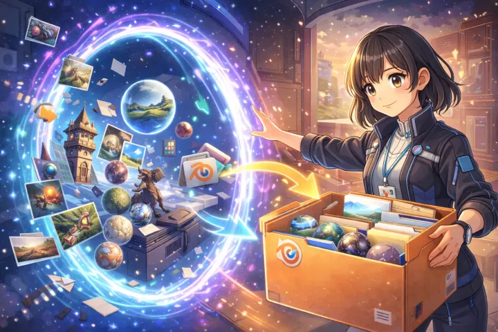 Blender project packing feature interface showcase