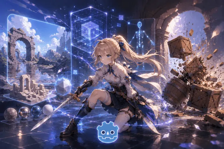 Godot 4.6 3D art and game development workflow illustration