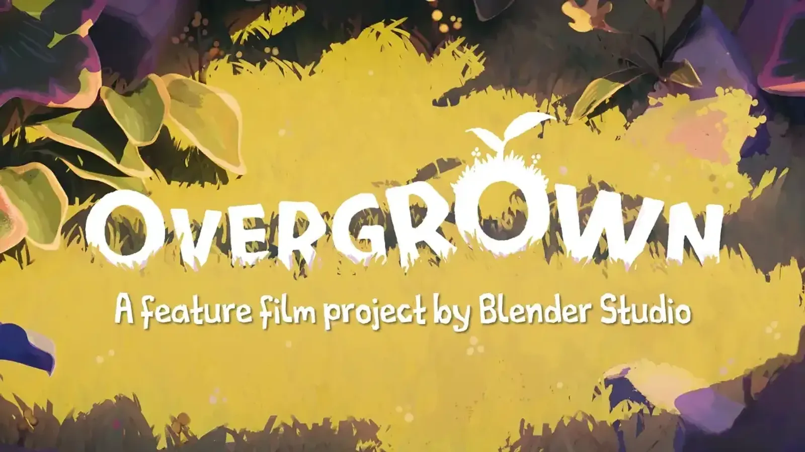 Concept visual for Blender Studio's feature film Overgrown, showing a post-human world reclaimed by nature and an open source animation production workflow