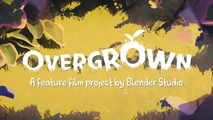 Concept visual for Blender Studio's feature film Overgrown, showing a post-human world reclaimed by nature and an open source animation production workflow