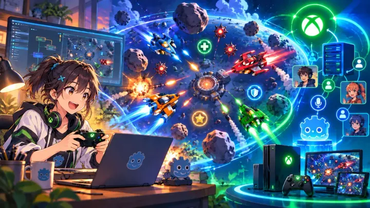 Xbox Godot NetRumble: Microsoft Godot 4 multiplayer reference game